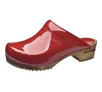 Sanita Classic | Zoccoli Aperti da Donna | Zoccoli in Pelle con Suola in Legno | Prodotto Originale Fatto Mano | Rosso | 41