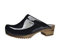 Sanita Classic | Zoccoli Aperti da Donna | Zoccoli in Pelle con Suola in Legno | Prodotto Originale Fatto Mano | Nero | 37