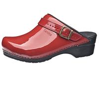 Sanita Freya | Zoccoli Aperti da Donna | Zoccoli Artigianali Originali in Pelle Flessibile | Plantare Anatomico in Schiuma Morbida | Cinturino Regolabile sul Tallone | Rosso | 35