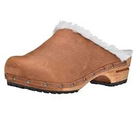 Sanita Hese | Zoccoli Aperti da Donna | Zoccoli in Pelle con Suola in Legno | Prodotto Originale Fatto Mano | Suola sostenibile | Marrone | 38 EU