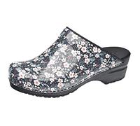 Sanita Isalena | Zoccoli Aperti da Donna | Zoccoli Artigianali Originali in Pelle Flessibile | Plantare Anatomico in Schiuma Morbida | Bianco Nero | 36