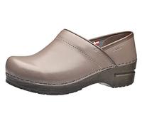 Sanita Izabella | Zoccoli Professionali Chiusi | Zoccoli Artigianali Originali in Pelle Flessibile | Donna | Plantare Anatomico in Schiuma Morbida | Grigio | 40 EU