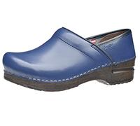 Sanita Izabella | Zoccoli Professionali Chiusi | Zoccoli Artigianali Originali in Pelle Flessibile | Donna | Plantare Anatomico in Schiuma Morbida | Blu | 43
