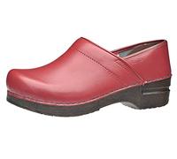 Sanita Izabella | Zoccoli Professionali Chiusi | Zoccoli Artigianali Originali in Pelle Flessibile | Donna | Plantare Anatomico in Schiuma Morbida | Rosso | 41