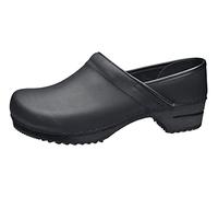 Sanita Jamie | Zoccoli Chiusi da Uomo | Zoccoli in Pelle con Suola in Legno | Prodotto Originale Fatto Mano | Nero | 48