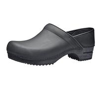 Sanita Julie | Zoccoli Chiusi da Donna | Zoccoli in Pelle con Suola in Legno | Prodotto Originale Fatto Mano | Nero | 37