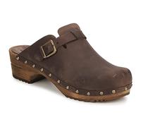 Sanita Kristel | Zoccoli Aperti da Donna | Zoccoli in Pelle con Suola in Legno | Prodotto Originale Fatto Mano | Marrone | 42