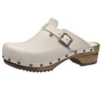 Sanita Kristel | Zoccoli Aperti da Donna | Zoccoli in Pelle con Suola in Legno | Prodotto Originale Fatto Mano | Bianco | 40