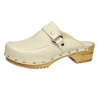 Sanita Lillen | Zoccoli Aperti da Donna | Zoccoli in Pelle con Suola in Legno | Prodotto Originale Fatto Mano | Suola sostenibile | Bianco | 41 EU