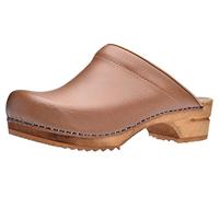 Sanita Lotte | Zoccoli Aperti da Donna | Zoccoli in Pelle con Suola in Legno | Prodotto Originale Fatto Mano | Suola sostenibile | Marrone | 41 EU