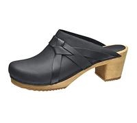 Sanita Manuella Clog | Originale fatto a mano | Clog in pelle con suola in legno per donna, Nero (Nero ), 35 EU