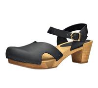 Sanita Matrix | Sandali Originali Fatti a Mano | Calzature in Legno Flessibili per Donna | Sandali con Cinturino alla Caviglia| Nero | 38 EU