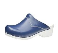 Sanita Pastel | Zoccoli Aperti in Pelle Originali Fatti a Mano | Unisex | Plantare Anatomico in Schiuma Morbida | Blu Navy | 38 EU