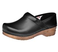 Sanita | Pila Professionale | Zoccoli Artigianali Originali in Pelle Flessibile | Donna | Plantare Anatomico in Schiuma Morbida | Nero | 37 EU