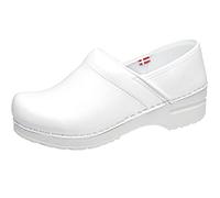Sanita Professional PU | Zoccoli Professionali Chiusi | Zoccoli Artigianali Originali in Pelle Flessibile | Donna | Plantare Anatomico in Schiuma Morbida | Bianco | 38