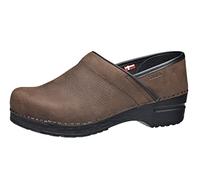 Sanita Professional | Zoccoli Chiusi in Pelle Oliata da Donna | Originale Fatto a Mano in Pelle Flessibile | Plantare Anatomico in Schiuma Morbida | Marrone Antico | 40