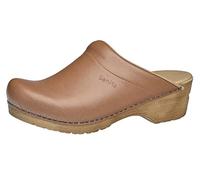 Sanita Sandra | Zoccoli Aperti da Donna | Zoccoli Artigianali Originali in Pelle Flessibile | Plantare Anatomico in Schiuma Morbida | Marrone Chiaro | 39 EU