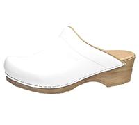 Sanita Sandra | Zoccoli Aperti da Donna | Zoccoli Artigianali Originali in Pelle Flessibile | Plantare Anatomico in Schiuma Morbida | Bianco | 41