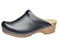 Sanita Sandra | Zoccoli Aperti da Donna | Zoccoli Artigianali Originali in Pelle Flessibile | Plantare Anatomico in Schiuma Morbida | Nero | 38