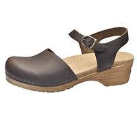 Sanita Sansi | Sandali Originali Fatti a Mano in Pelle Flessibile | Cinturino alla Caviglia | Plantare anatomico con Morbida Schiuma | Marrone Antico | 39 EU