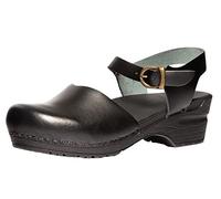Sanita Sansi | Sandali Originali Fatti a Mano in Pelle Flessibile | Cinturino alla Caviglia | Plantare anatomico con Morbida Schiuma | Nero | 37 EU