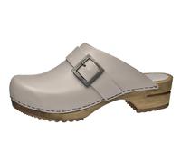 Sanita Urban | Zoccoli Aperti da Donna | Zoccoli in Pelle con Suola in Legno | Prodotto Originale Fatto Mano | Grigio | 37