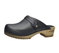 Sanita Ursana | Zoccoli Aperti da Donna | Zoccoli in Pelle con Suola in Legno | Prodotto Originale Fatto Mano | Nero | 36