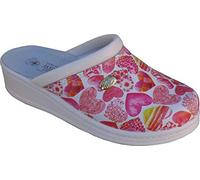 Sanital Light - 1350 Ciabatte Donna in Pelle, Comode e Leggere, Anti-Shock e Traspiranti, Ciabatte Fantasia Cuori - Misura 36