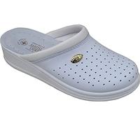 Sanital Light - 1350 Ciabatte in Pelle Leggere e Comode, Soletto Anti-Shock, Traspiranti, Ideali per Comfort Piede, Ciabatte Sanitarie Donna, Bianco - 41