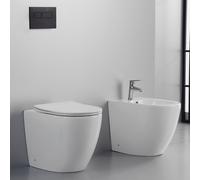 SANITARI A TERRA FILO MURO COPRIVASO RALLENTATO VASO RIMLESS BIDET WC BAGNO HOOP