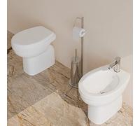Sanitari bagno a terra Bidet e Vaso WC in ceramica con sedile coprivaso Venezia