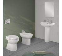 Sanitari bagno in set completo di lavabo con colonna e copriwater