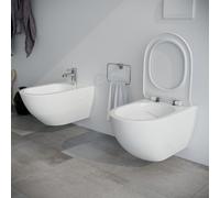 Sanitari bagno SOSPESI filo muro in ceramica VASO wc, COPRIVASO e BIDET Fast
