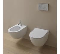 Sanitari Bagno Sospesi LIKE 52x36 Smart Clean con Wc Senza Brida Bidet e Sedile