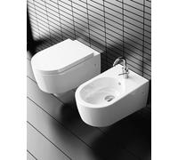 Sanitari bagno water senza brida e bidet sospesi e copriwater SMILE
