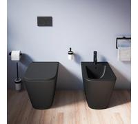 Sanitari bidet e vaso WC A TERRA filomuro NERO OPACO rimless coprivaso softclose Cube