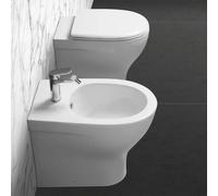 Inbagno Coppia Sanitari Filo Muro a Terra, in Ceramica Bianca Lucida Serie Pratica, Completa di copriwater con Chiusura rallentata