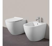 Sanitari Filo Muro Rimless Bianco Opaco con CopriWC Slim SoftClose Sgancio Rapid