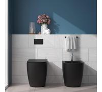 Sanitari Filo Muro Rimless Nero Opaco con CopriWC Slim SoftClose Sgancio Rapido
