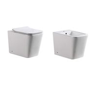 SANITARI FILO MURO VASO BIDET COPRIVASO A TERRA SOFTCLOSE RALLENTATO CERAMICA