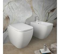 Sanitari filomuro bianco opaco Rimless Rak serie Metropolitan copriwc soft-close