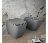 Sanitari filomuro grigio opaco Rimless Rak serie Metropolitan copriwc soft-close