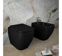 Sanitari filomuro nero opaco Rimless Rak serie Metropolitan copriwc soft-close