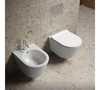 Sanitari sospesi SALVASPAZIO WC, Bidet, Copriwater soft-close GRECALE Bianco
