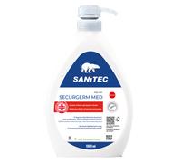 Sanitec, Securgerm med, sapone disinfettante mani, Non profumato, Elimina il 99,9% dei batteri, Flacone da 1 L