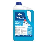 Sanitec, Crystal Anti Alone, Detergente Multiuso Profumato, Soluzione Ideale per Detergere e Rendere Brillanti Vetri e Specchi e superfici Senza Lasciare Aloni, 100% Made in Italy, Tanica da 5 Litri