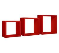 Sanitec Incubo Mensole da Parete, Legno, Rosso, 15.5x35.0x35.0 cm, 3 unità
