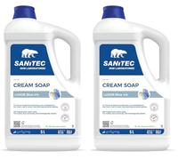 Sanitec, Luxor Blue Iris, Crema di Sapone Profumata Idratante con Glicerina e Antibatterico, Deterge le Mani Lasciandole Fresche e Pulite, pH 5,5, Dermatologicamente Testato, Made in Italy, 5L 5000ml