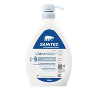 Sanitec, Luxor Blue Iris, Crema di Sapone Profumata Idratante con Glicerina e Antibatterico, Deterge le Mani Lasciandole Fresche e Pulite, pH 5.5, Dermatologicamente Testato, Made in Italy, 1L 1000ml