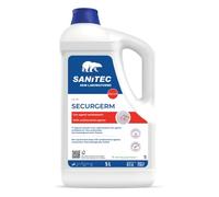 Sanitec, Securgerm, Sapone Liquido Igienizzante per le Mani, Detergente Liquido con 2 Antibatterici a pH 5.5, Dermatologicamente Testato, Made in Italy, Non profumato, 1 flacone da 5L 5000ml